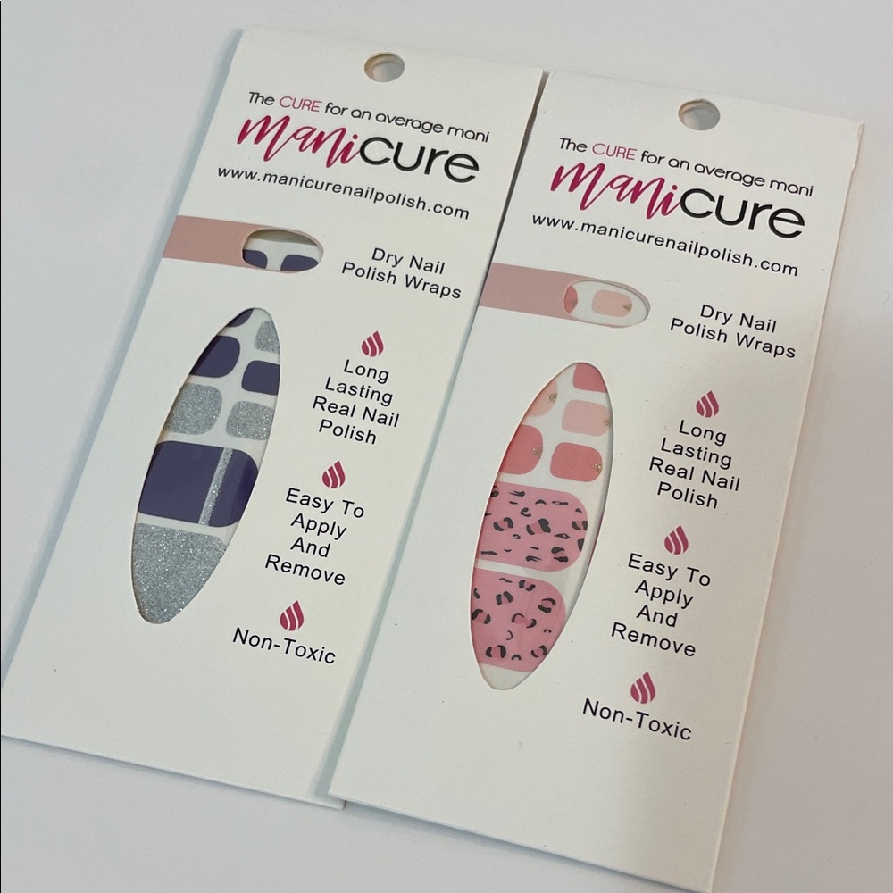 Pedicure Dry Nail Polish Wraps - Pink and Gray/purple